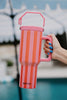 Cabana 38 Oz Wholesale Jug Tumbler (Pink and Orange Striped)