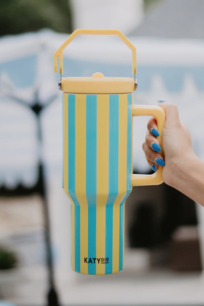 Cabana 38 Oz Jug Tumbler (Yellow and Aqua Striped)