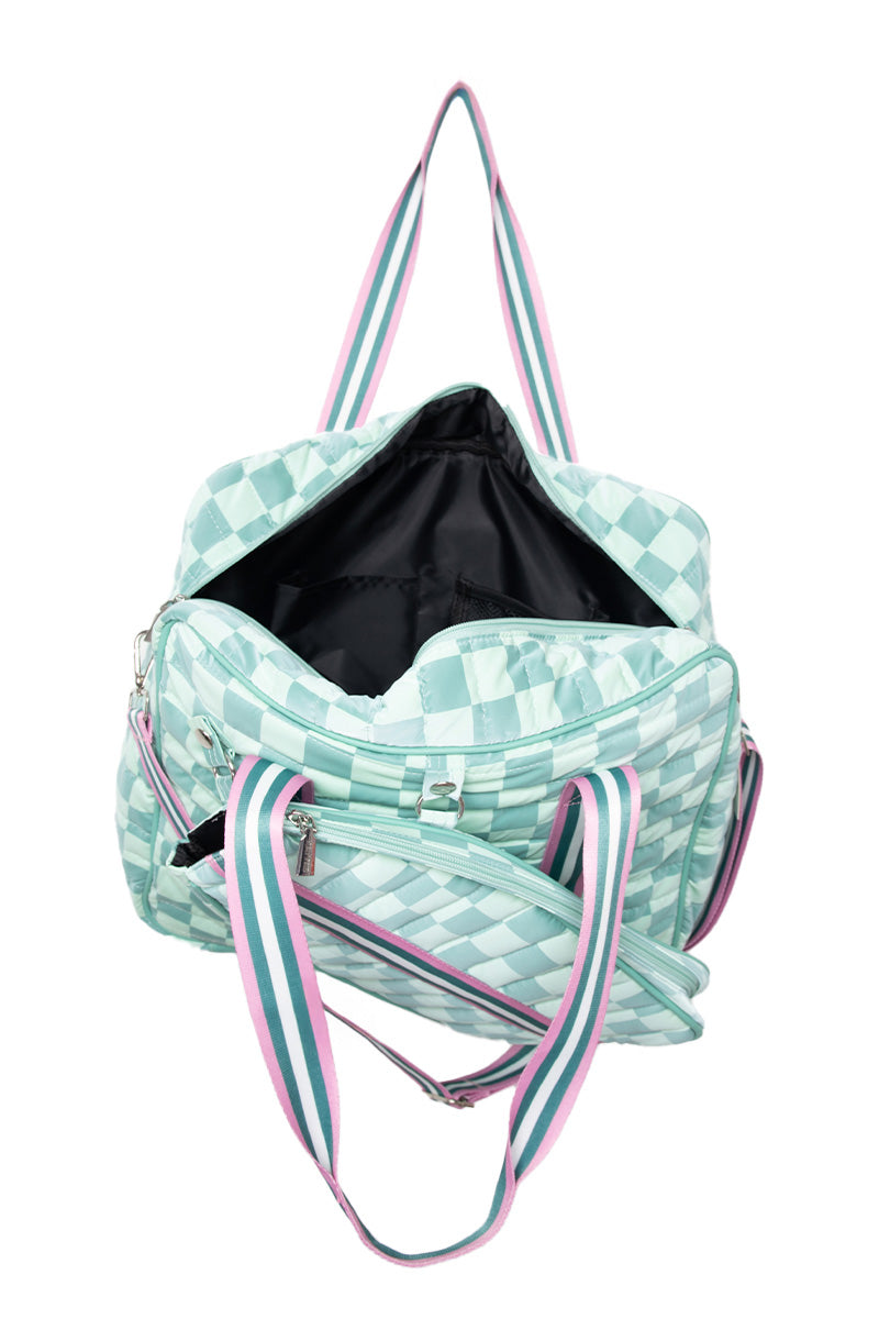 Teal Checkerprint Wholesale Pickleball Paddle Bag