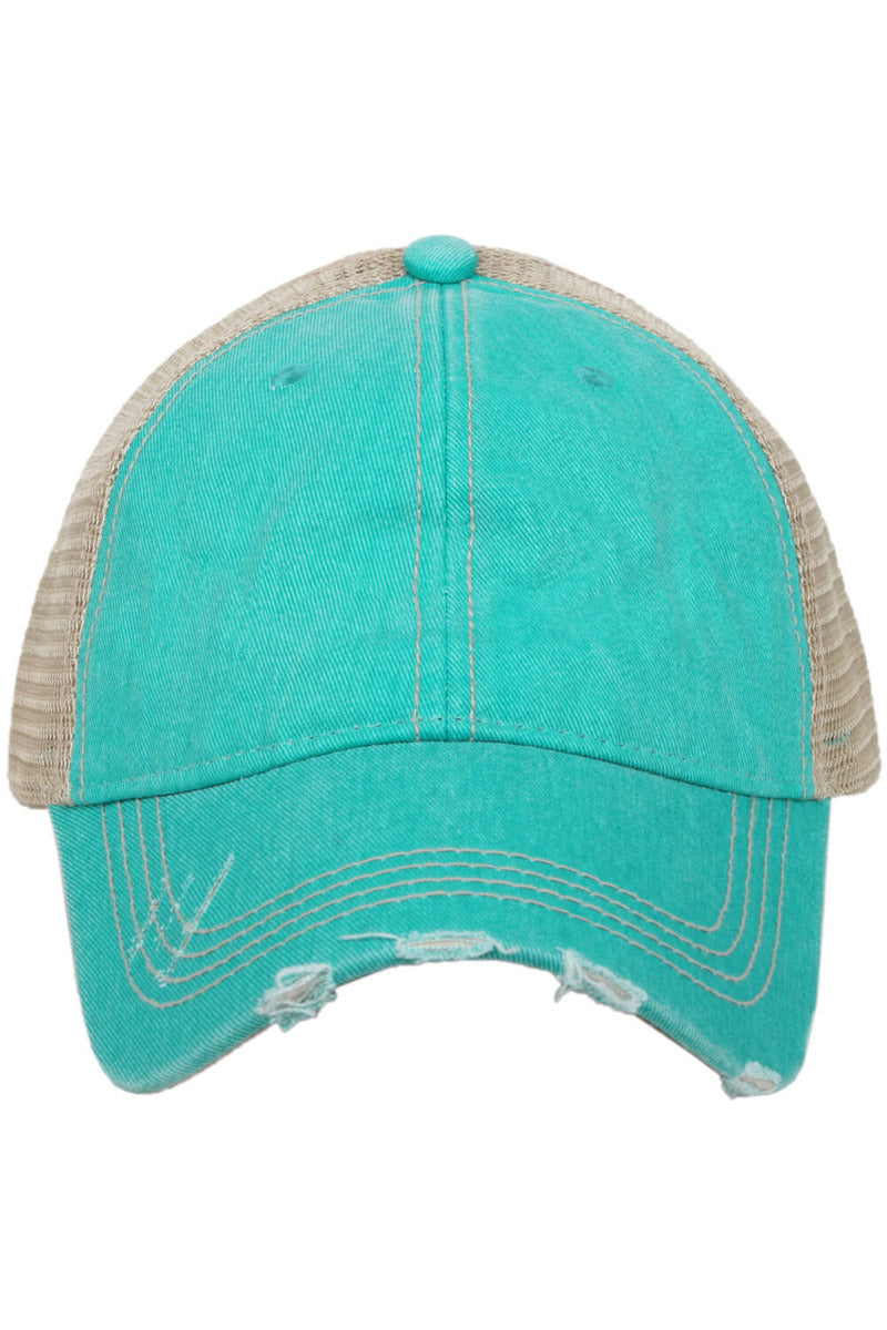 Teal Blank Wholesale Womens Trucker Hat