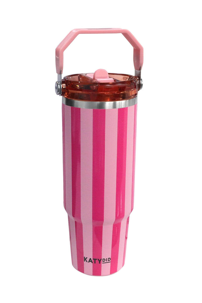 Pink and Hot Pink Striped 30 Oz Wholesale Tumbler