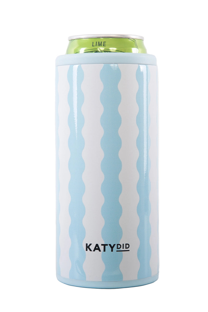 Light Blue Scalloped Wholesale Can Cooler