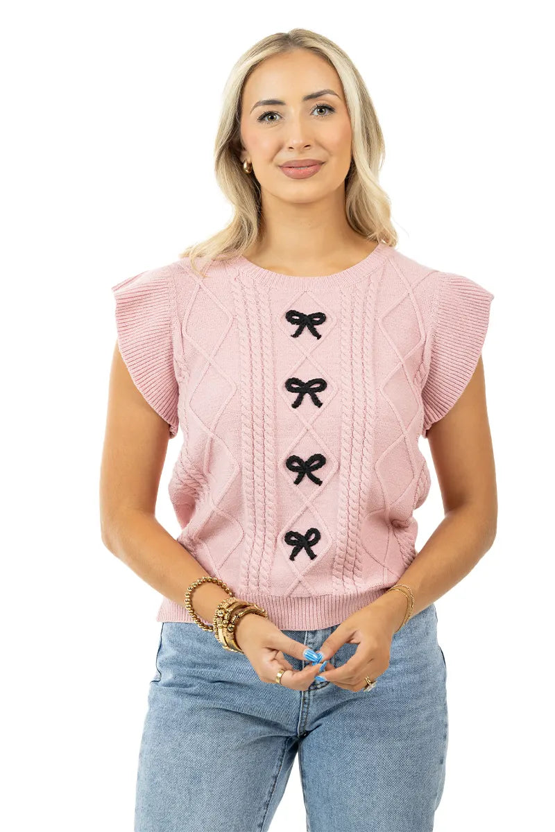 Light Pink Women's Bow Top