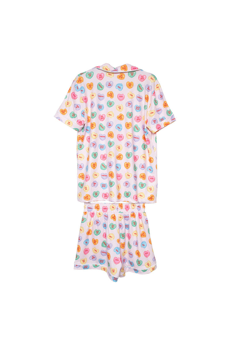Multicolored Candy Hearts Wholesale Pajama Sets