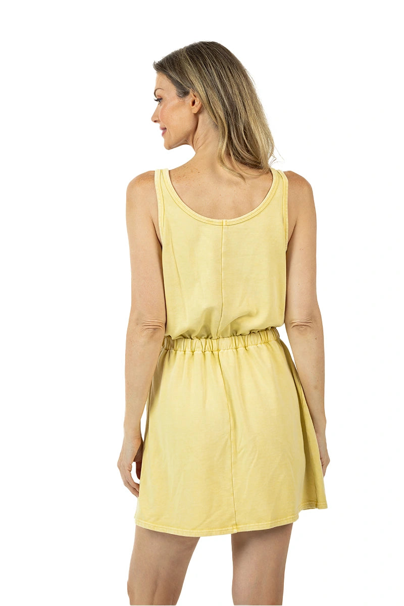 Yellow Wholesale Garment Washed Mini Dress