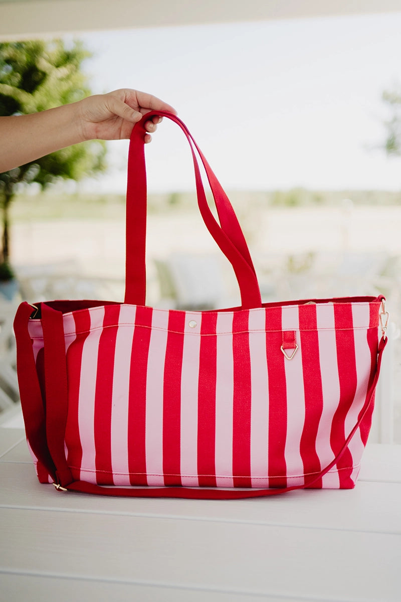 Pink & Red Striped Wholesale Sleepover Bag