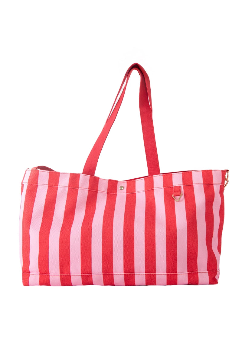 Pink & Red Striped Wholesale Sleepover Bag