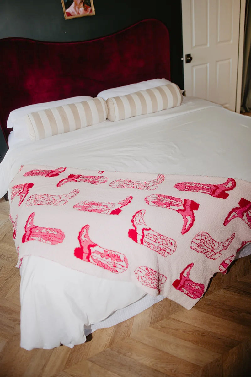 Light Pink Western Boots Oversized Wholesale Throw Blanket