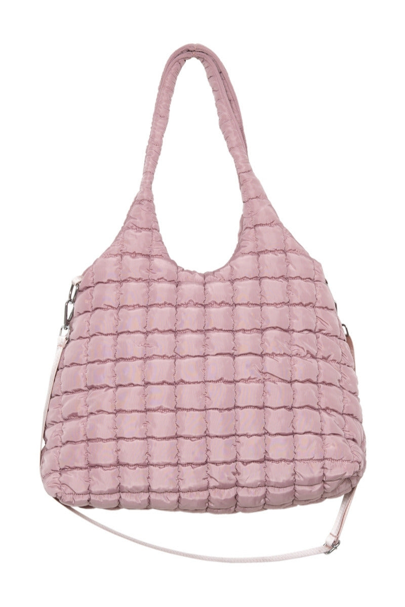 Mauve Rectangular Quilted Wholesale Puffer Tote