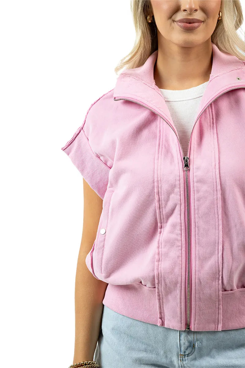 Pink Cotton Vest Wholesale Womens
