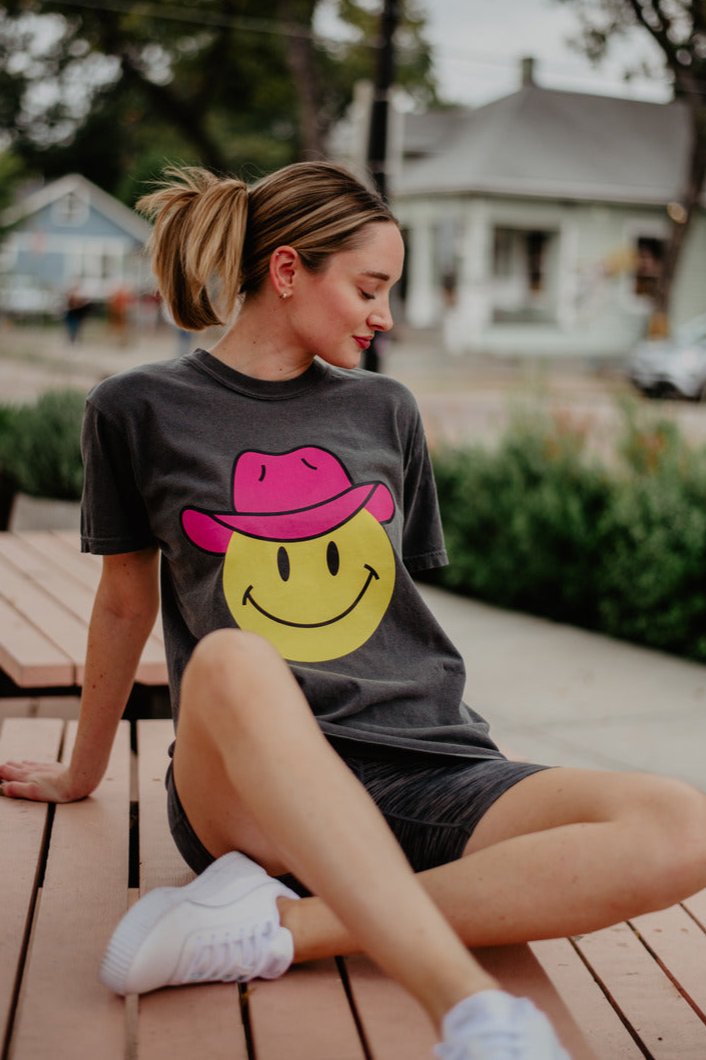 Cowboy Happy Face Western Wholesale Graphic Tee