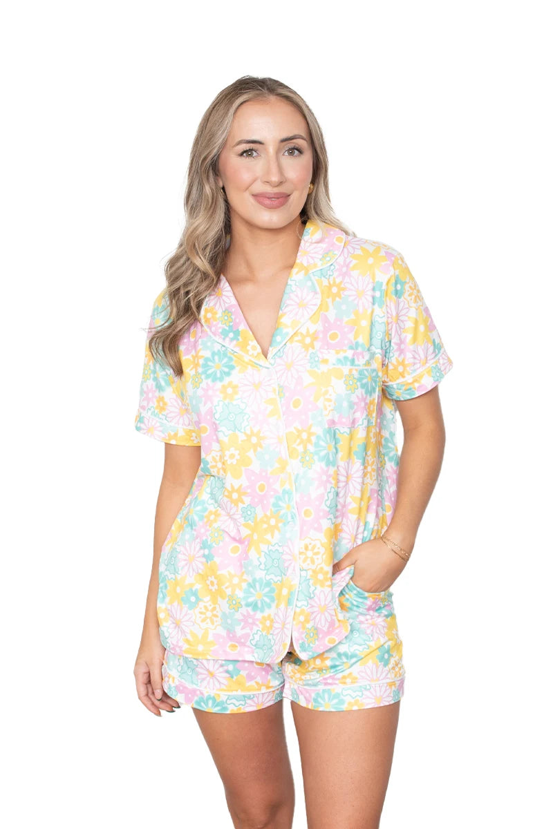 Spring Flowers Wholesale Pajama Shorts Set