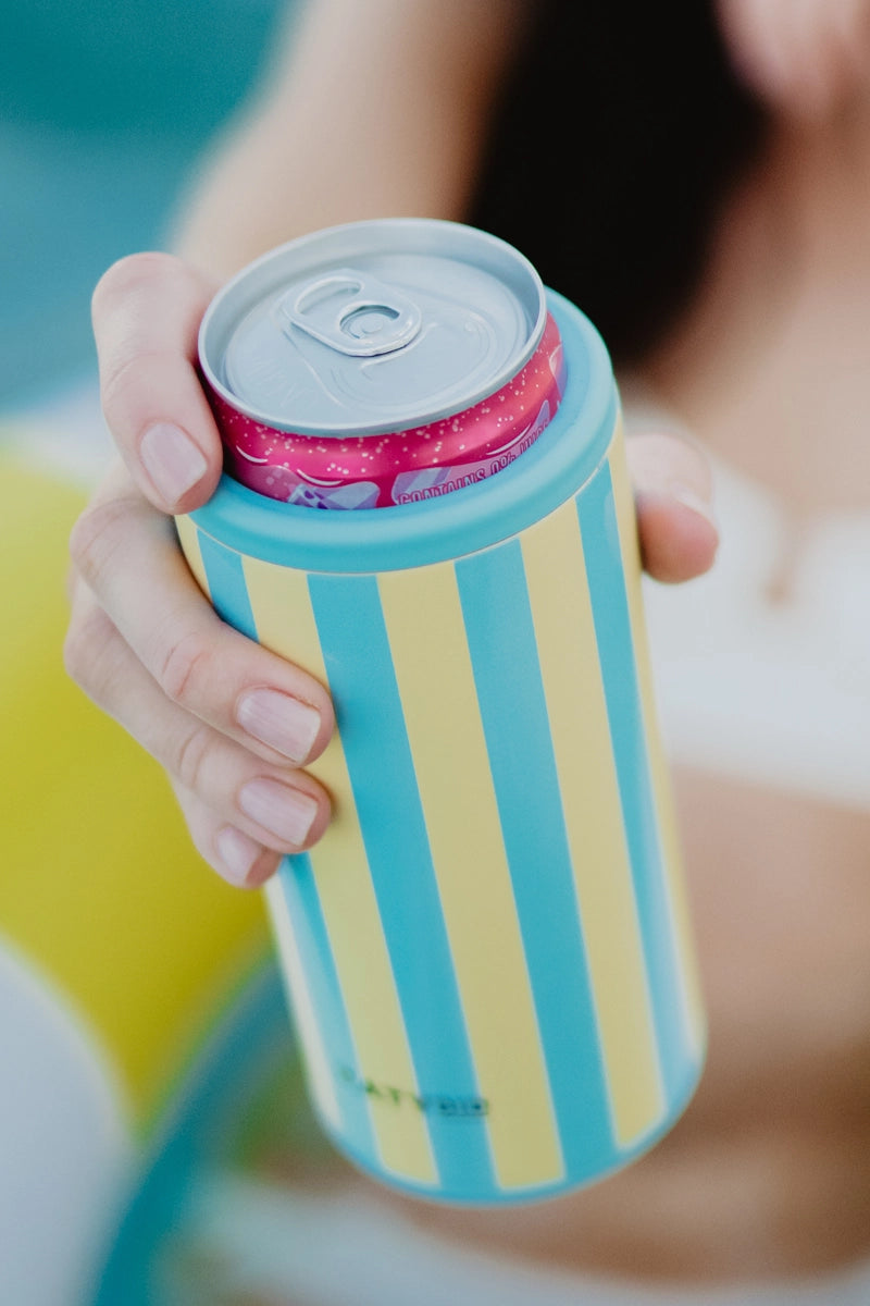 Yellow and Aqua Striped Wholesale Drink Sleeve