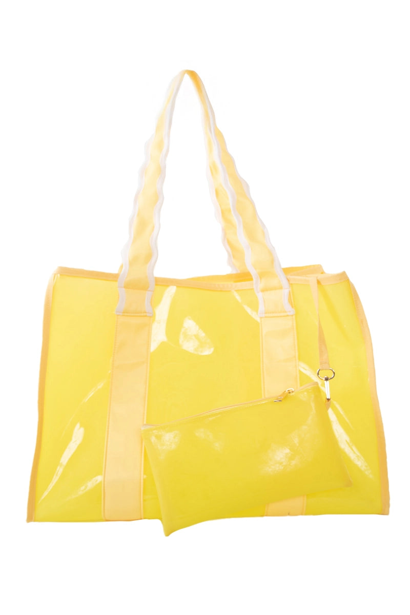 Yellow Scalloped Handle Jelly Tote Bag Wholesale