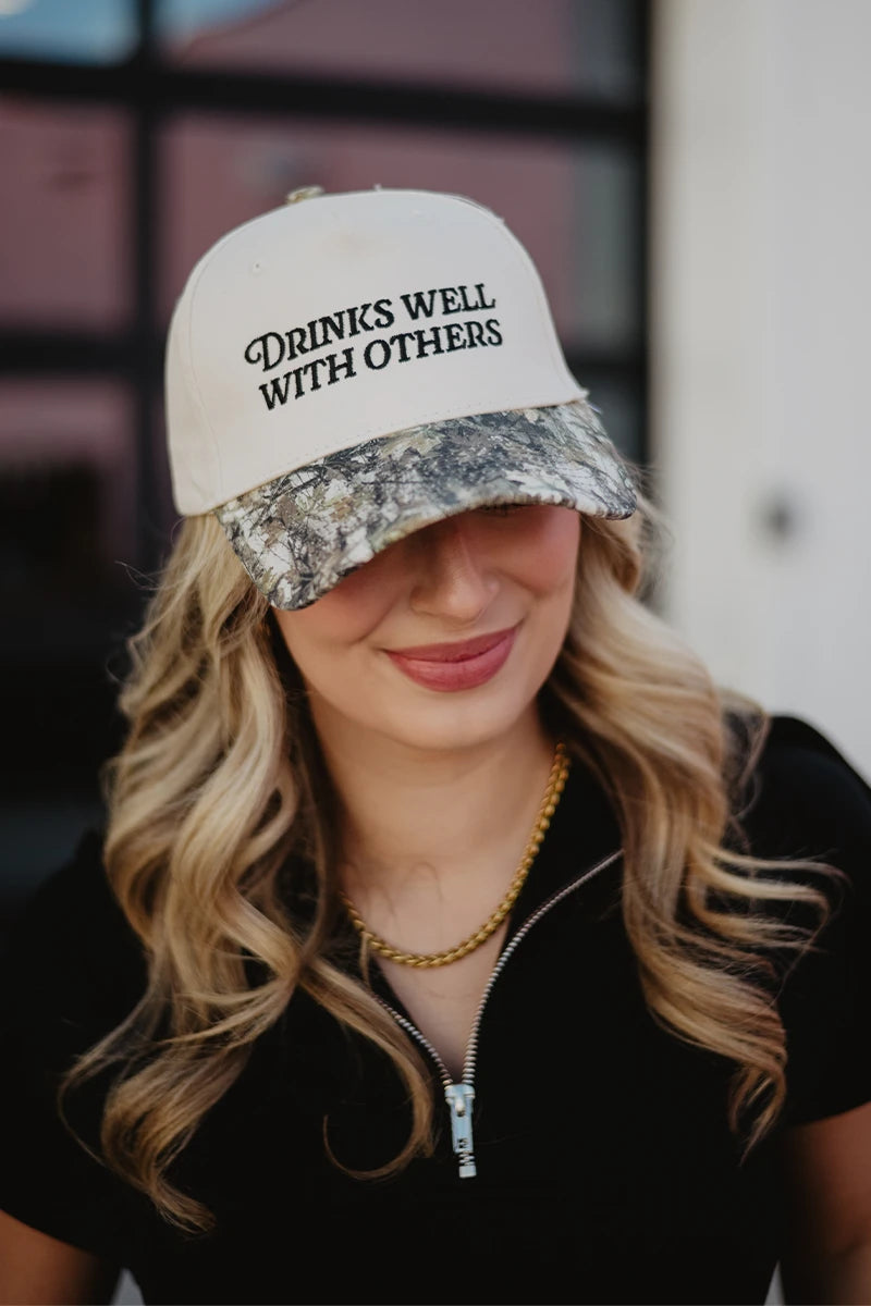 Drinks Well With Others Wholesale Two-Toned Vintage Hat