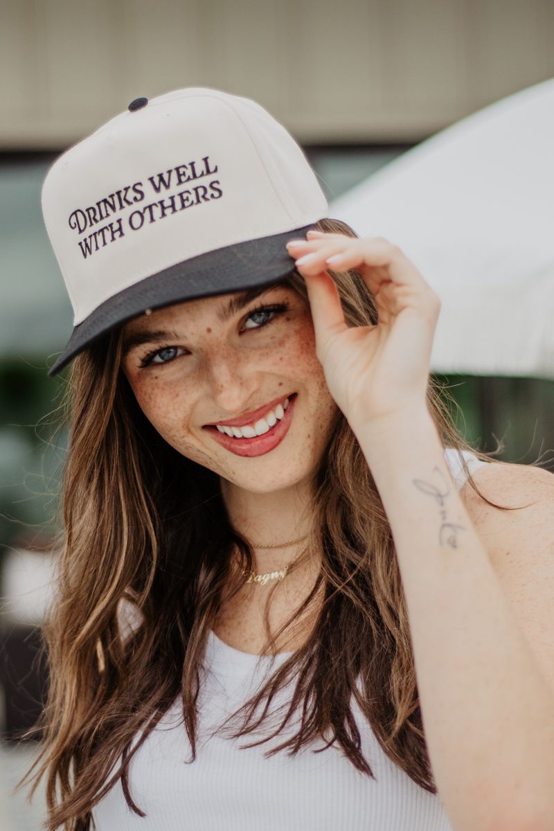 Drinks Well With Others Wholesale Two-Toned Vintage Hat