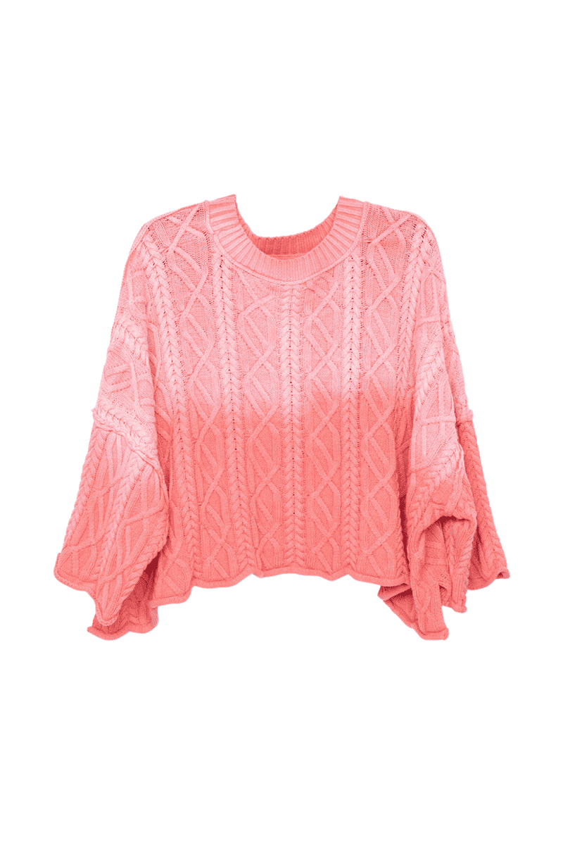 Pink Slouchy Cable Knit Wholesale Sweater