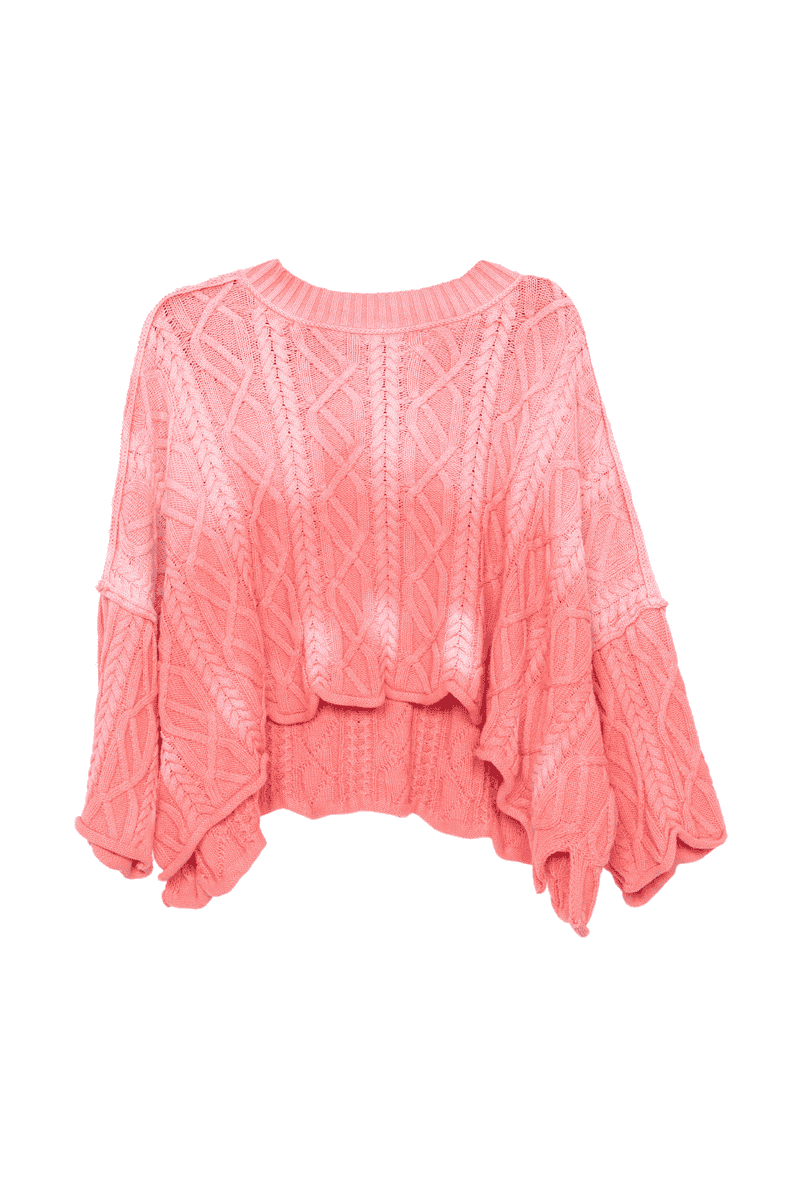 Pink Slouchy Cable Knit Wholesale Sweater