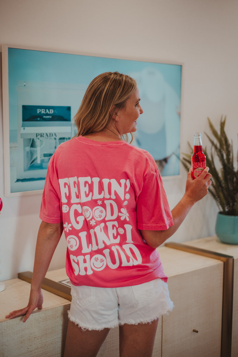 Feeling Good Like I Should Oversized Back Print Wholesale Tee