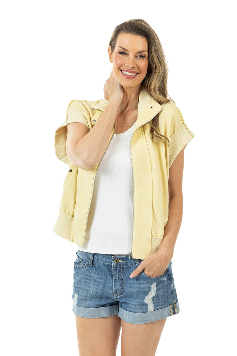 Yellow Garment Washed Wholesale Utility Vest