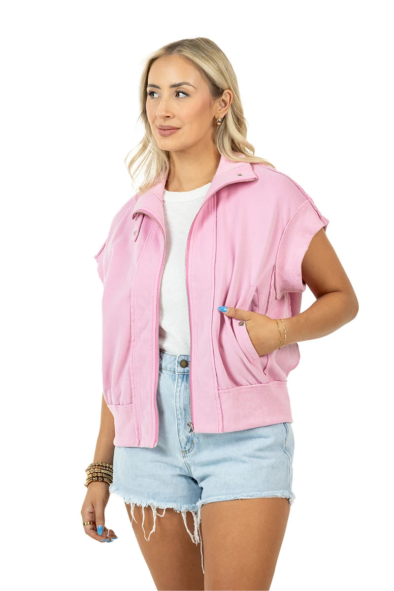 Pink Cotton Vest Wholesale Womens