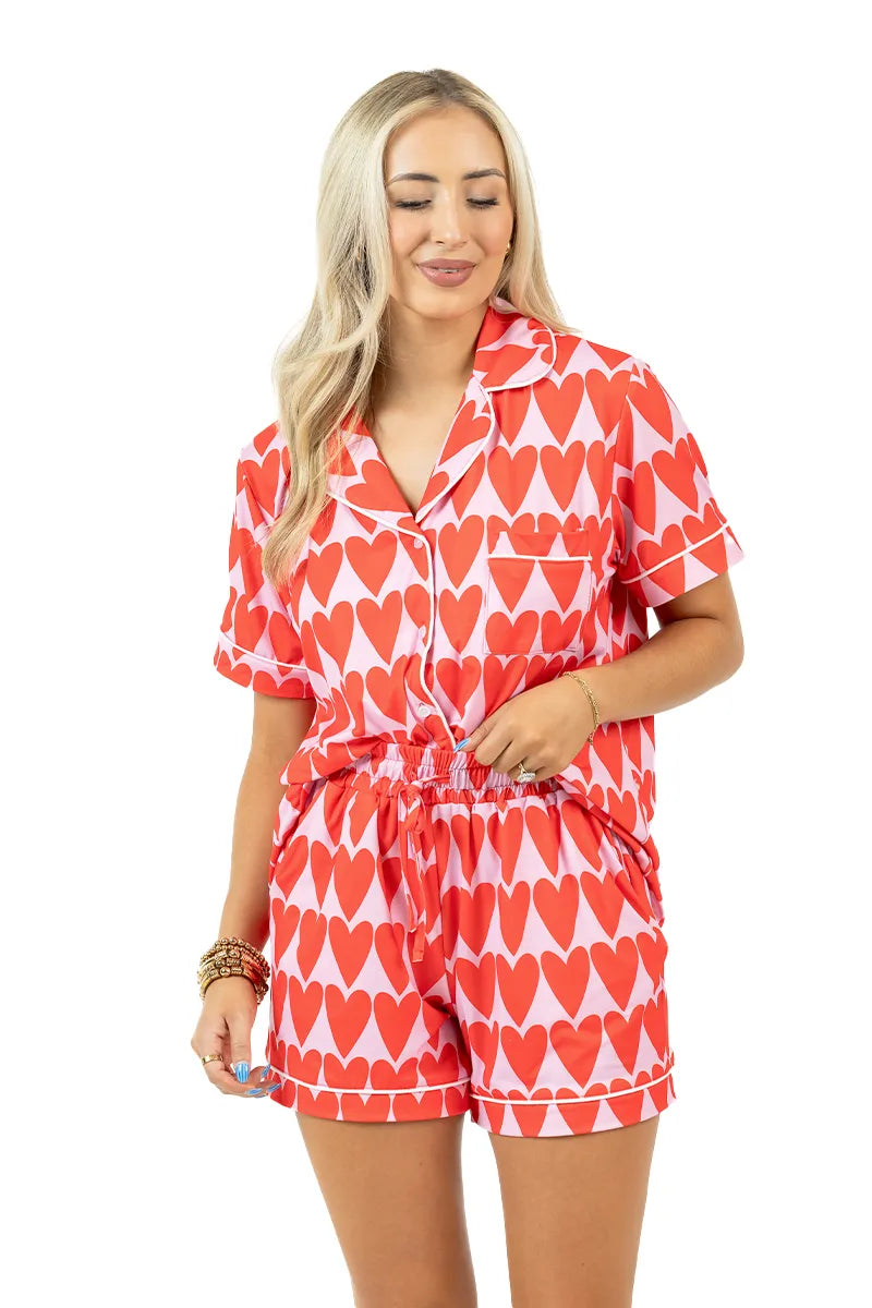 Pink and Red Hearts Wholesale Loungewear Set