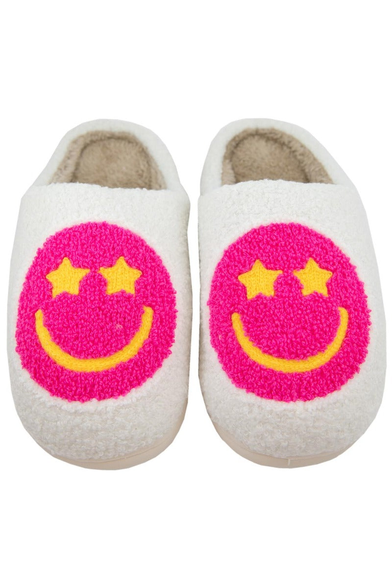 Hot Pink Star Eyed Wholesale Happy Face Slippers
