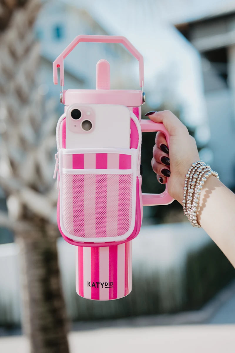 Pink and Hot Pink Striped Wholesale Tumbler Pouches