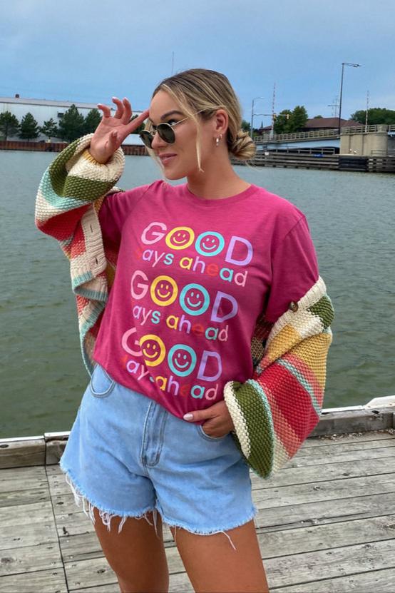 Good Days Ahead Happy Face Wholesale Graphic T-Shirt