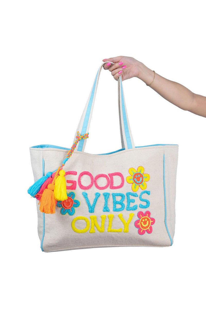 Good Vibes Only Happy Flowers Wholesale Canvas Tote Bag