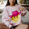 Pink Cowgirl Hat Happy Face Wholesale Graphic Sweatshirt