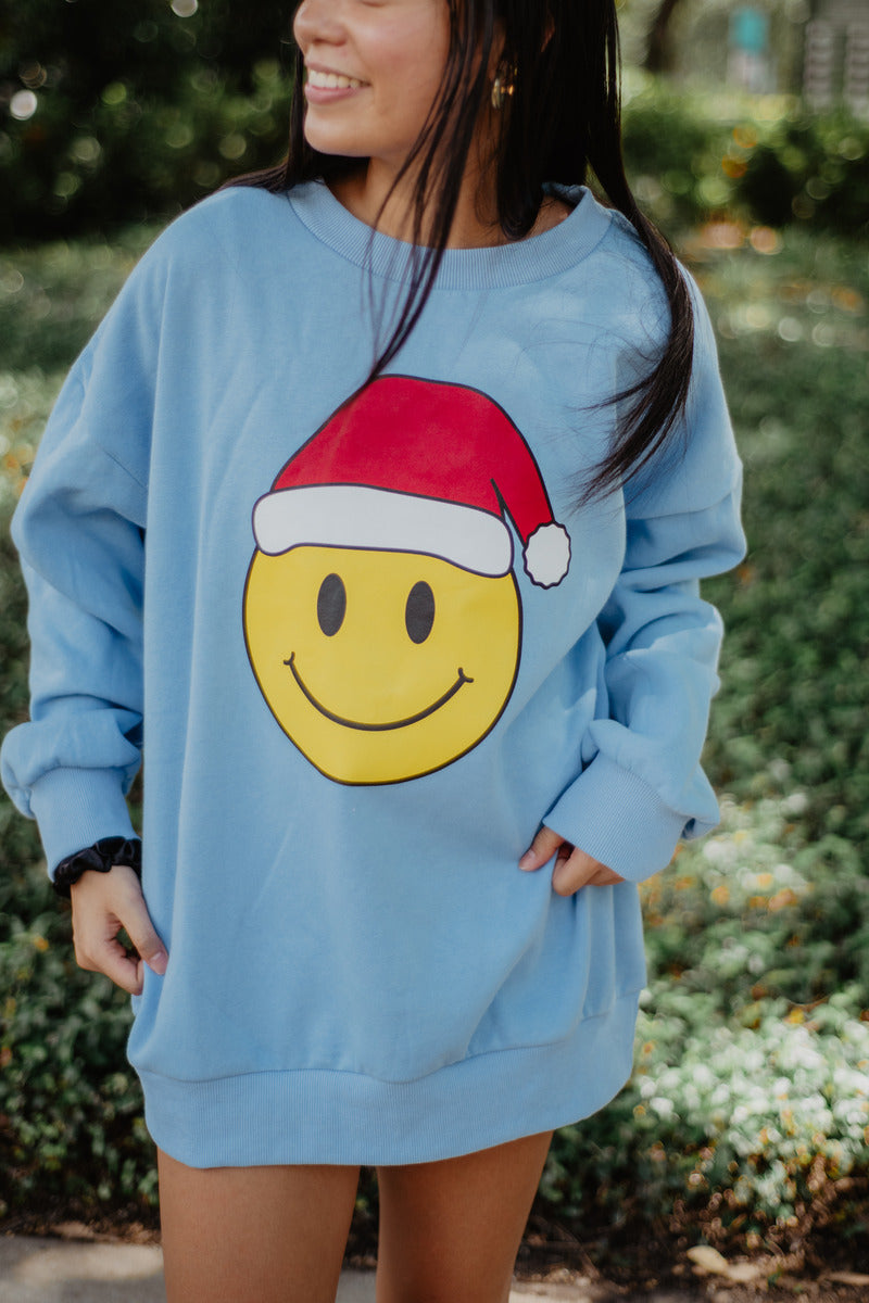 Santa Happy Face Crewneck Wholesale Sweatshirt