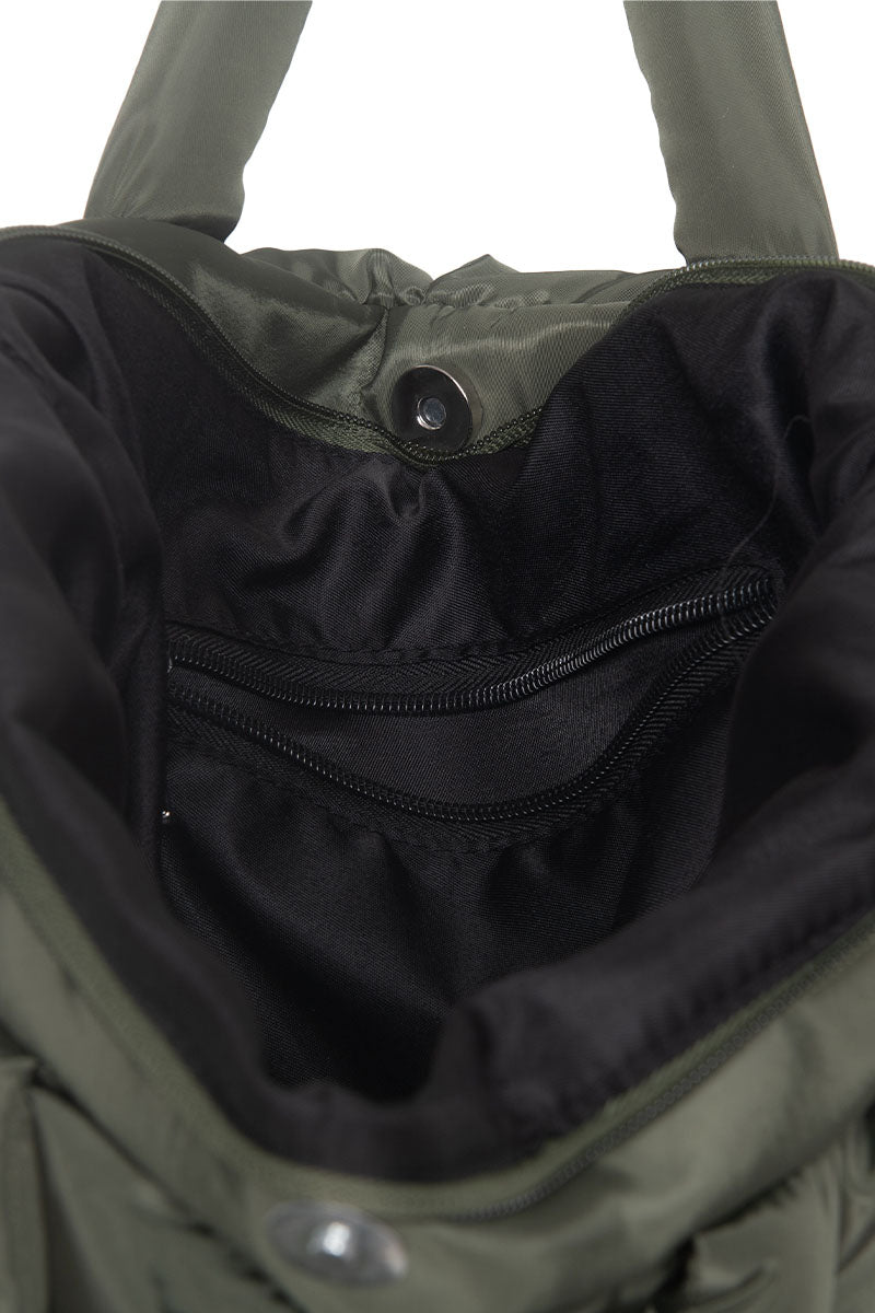 Olive Mini Puffer Tote Bag