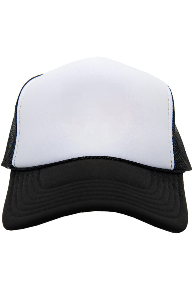 Black and White Foam Blank Wholesale Trucker Hat