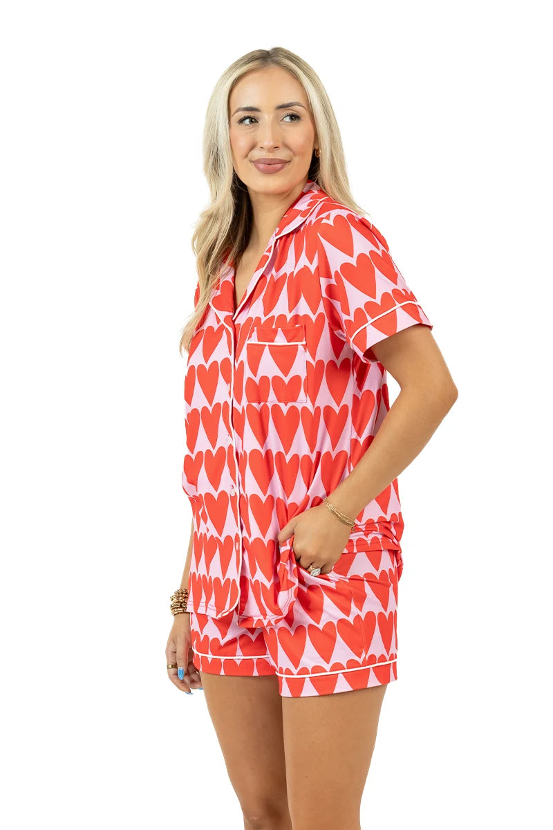 Pink and Red Hearts Wholesale Loungewear Set