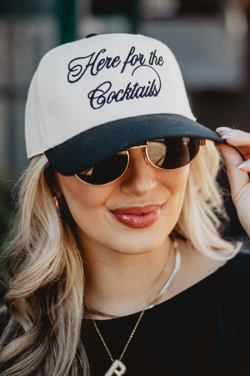 Here For the Cocktails Wholesale Two-Toned Fitted Hat