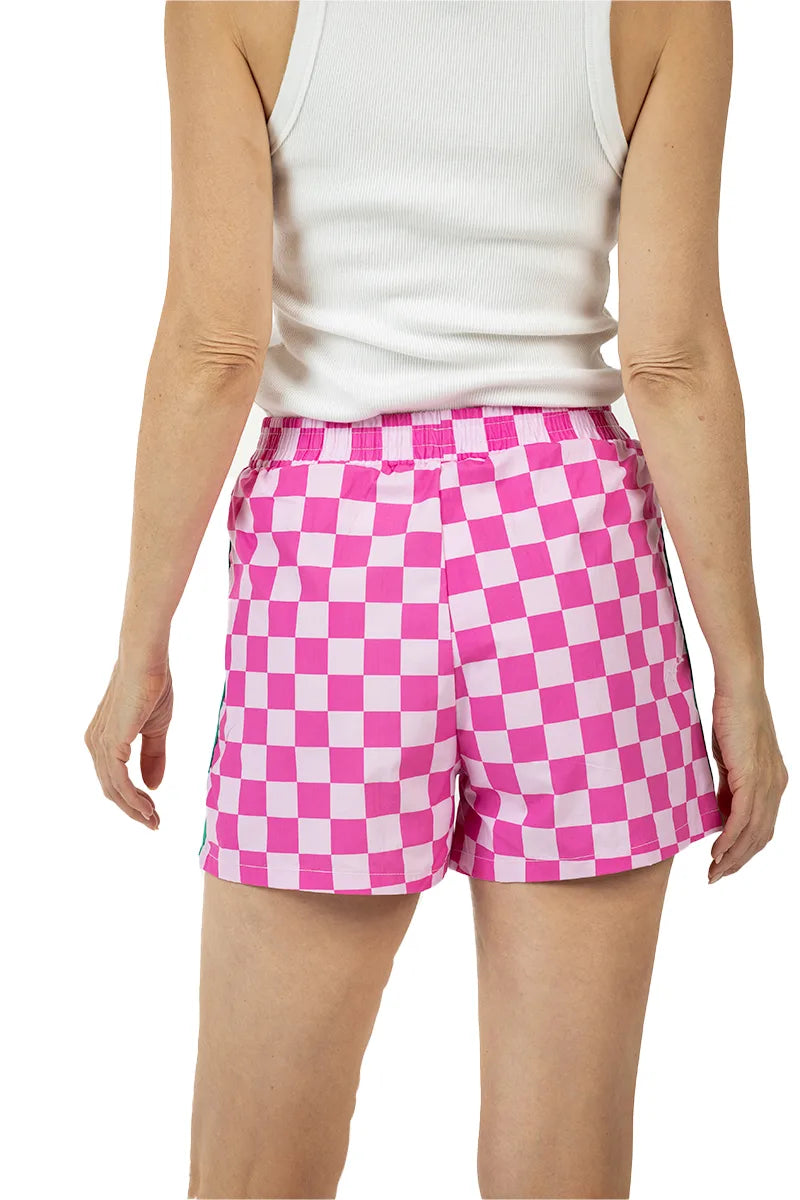 Hot Pink Checkered Cute Women's Boxer Shorts