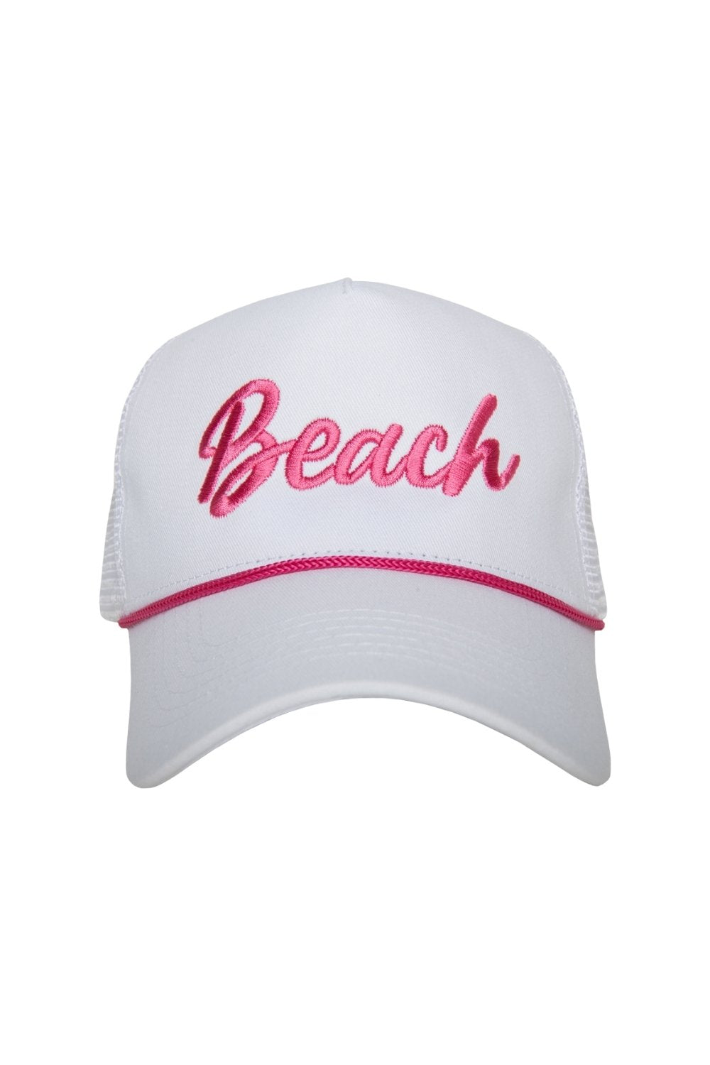 Beach Cursive Trucker Cap with Rope