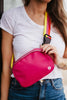Hot Pink Wholesale Solid Fanny Pack with Striped Strap