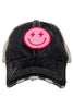 Hot Pink Lightning Happy Face (Black/Tan) Wholesale Trucker Hat