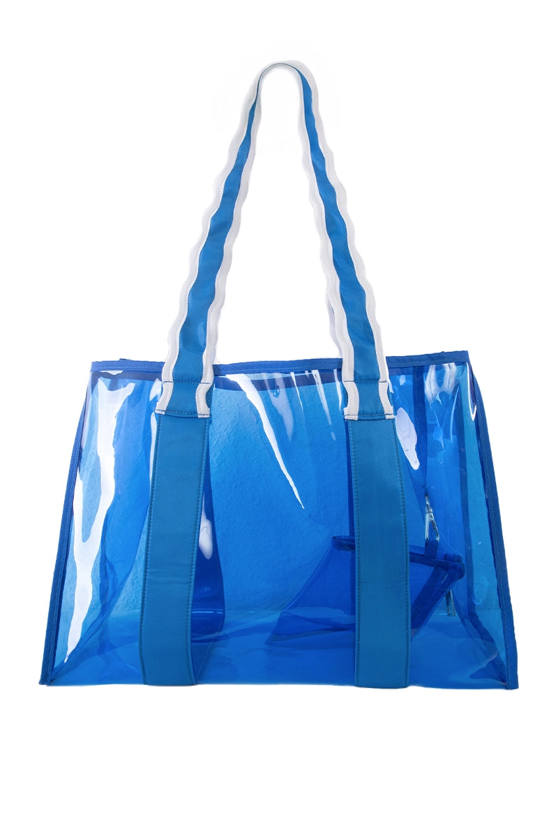 Blue Scalloped Handle Jelly Tote Bag Wholesale