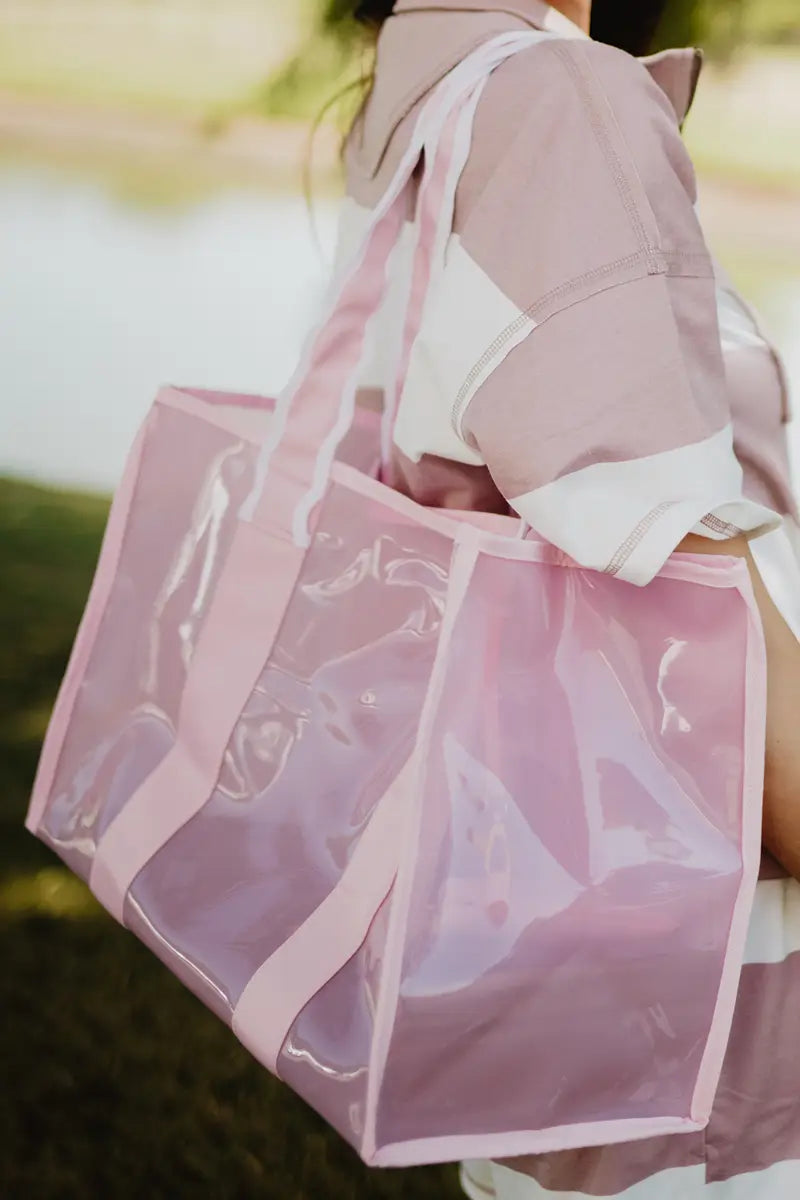 Light Pink Scalloped Handle Jelly Tote Bag For Boutiques