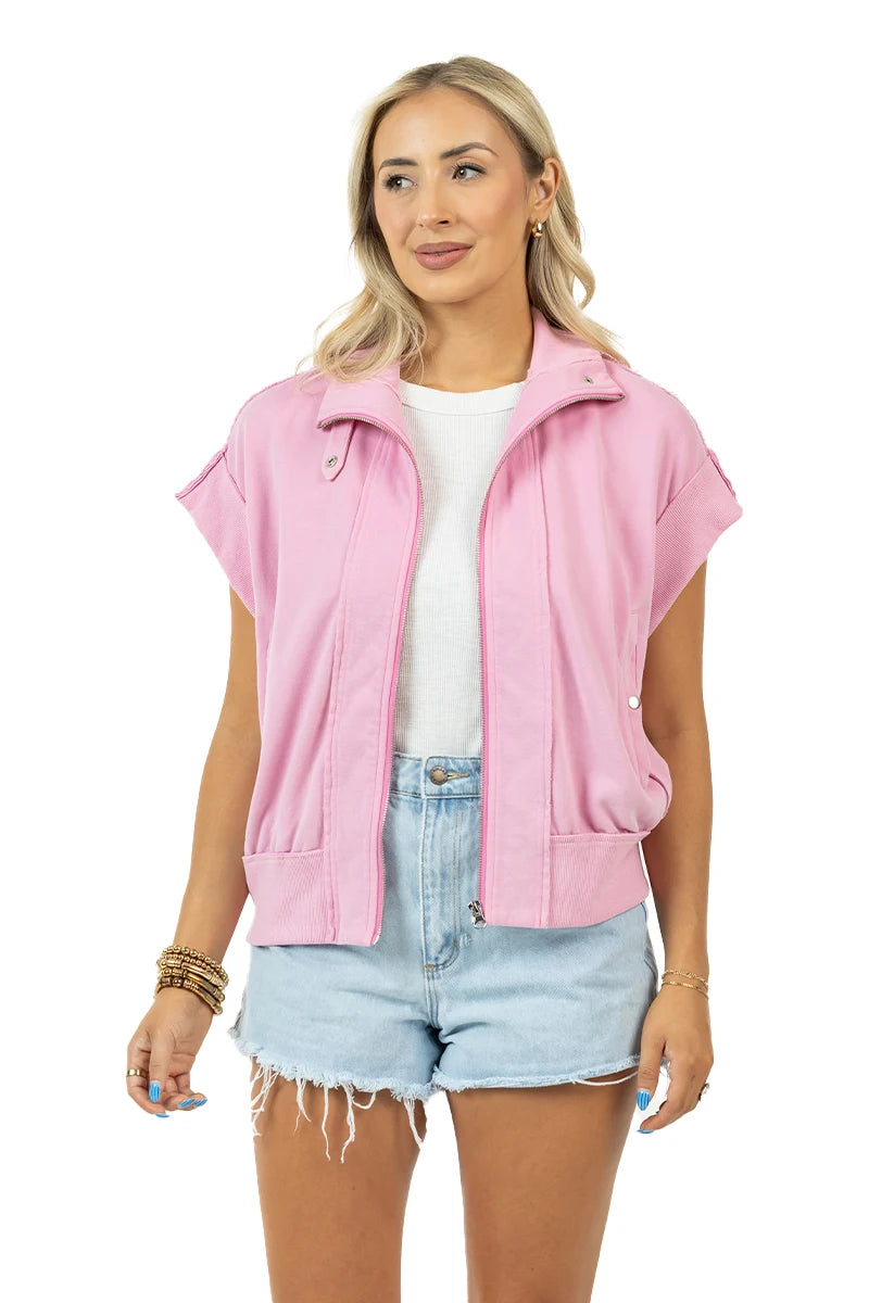 Pink Cotton Vest Wholesale Womens