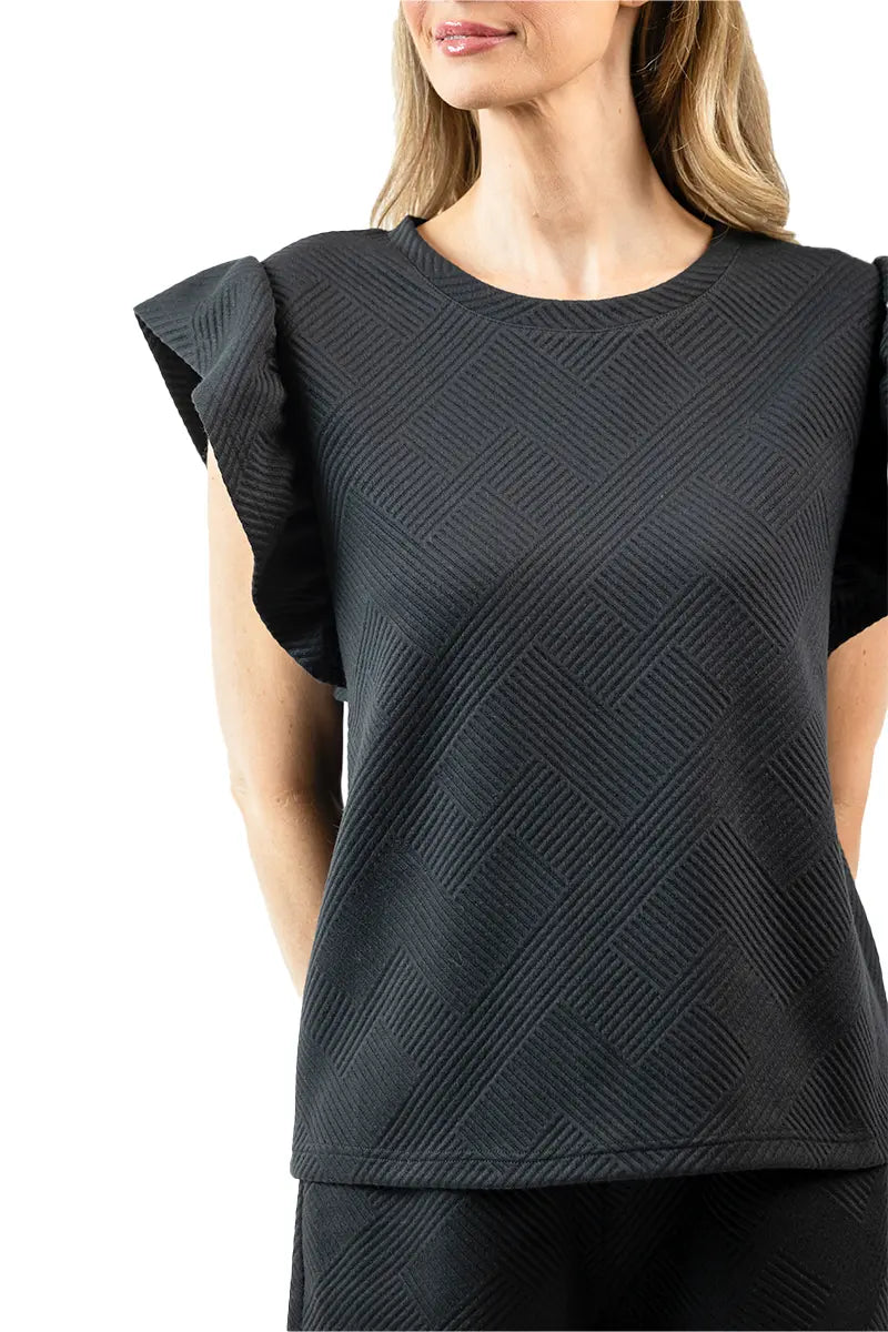 Black Jacquard Wholesale Two Piece Sets Women