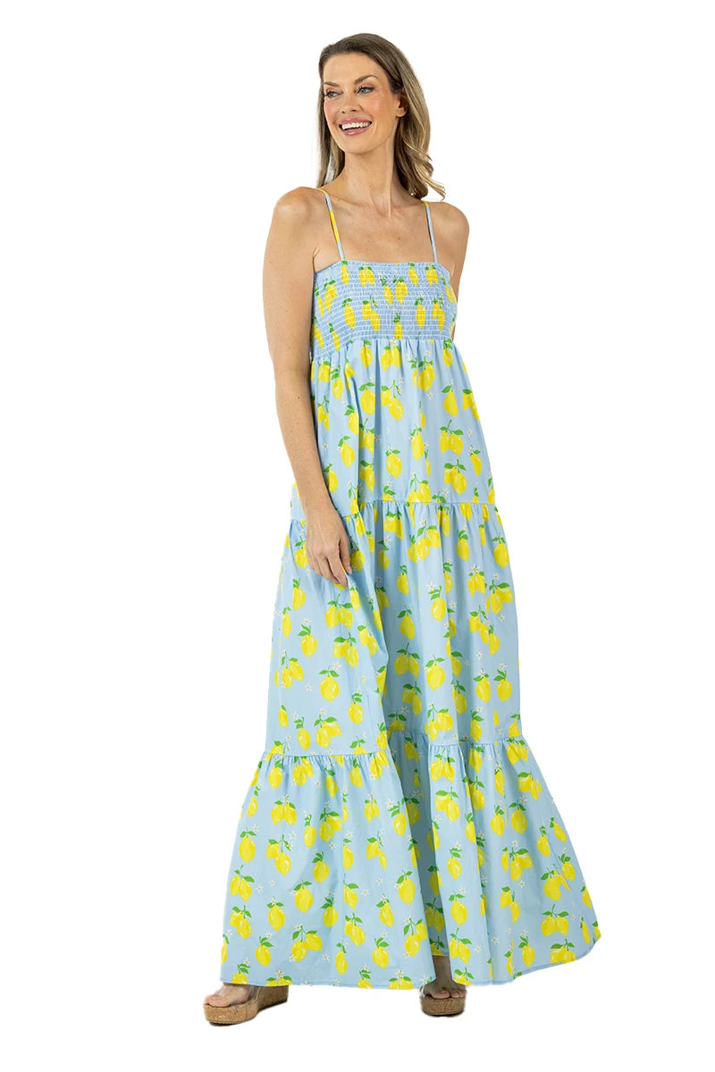 Zesty Lemons Maxi Summer Dresses Wholesale