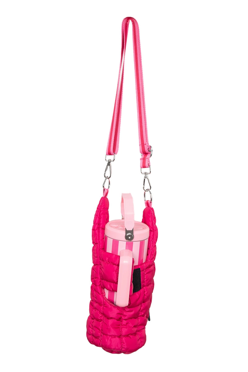 Hot Pink Wholesale Water Bottle Carrier Bag with Strap
