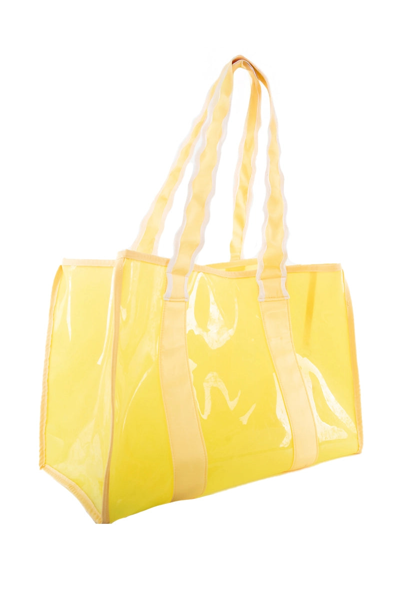 Yellow Scalloped Handle Jelly Tote Bag Wholesale
