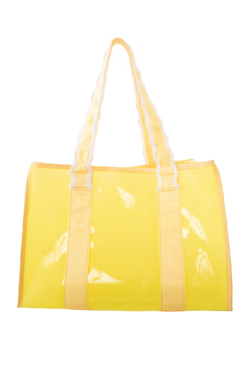 Yellow Scalloped Handle Jelly Tote Bag Wholesale