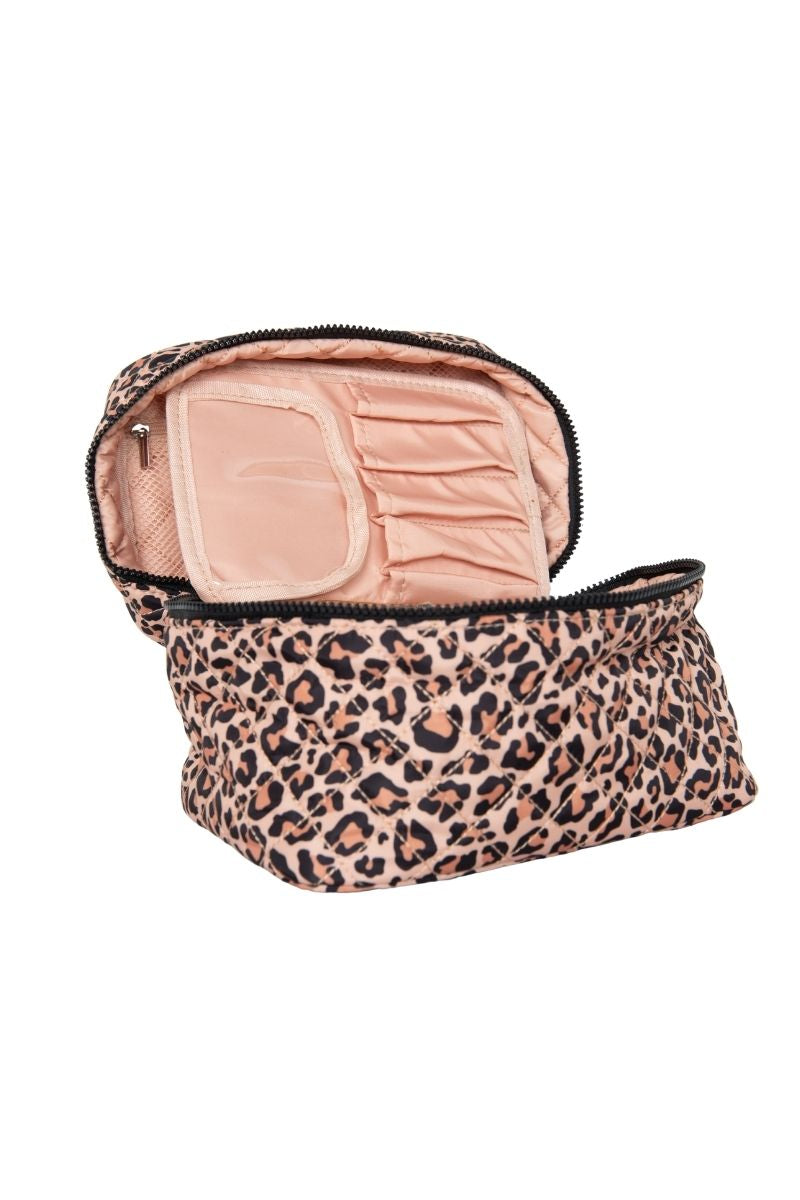 Brown Leopard Wholesale Quilt Cosmetic Bag for Makeup