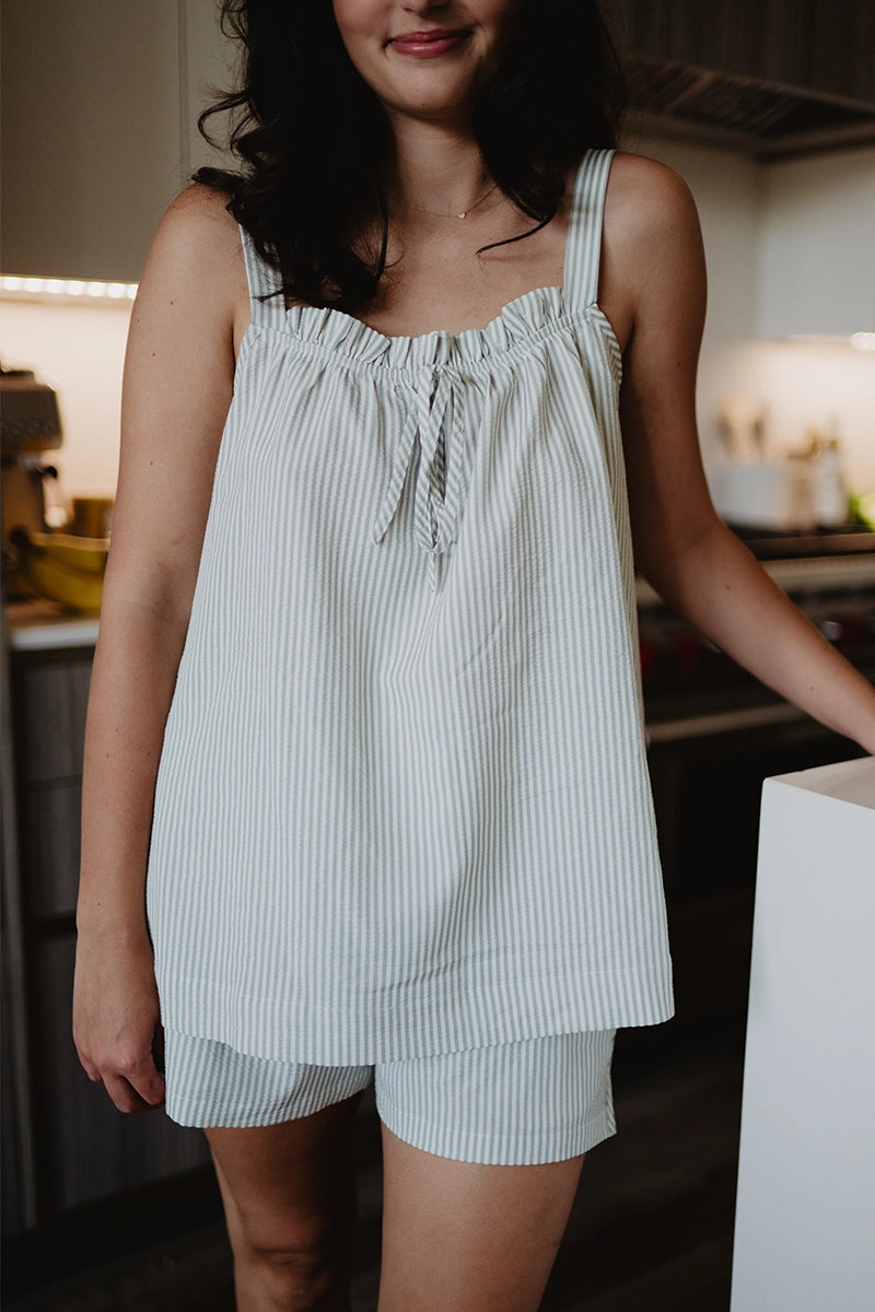 Light Blue Seersucker Pajama Set